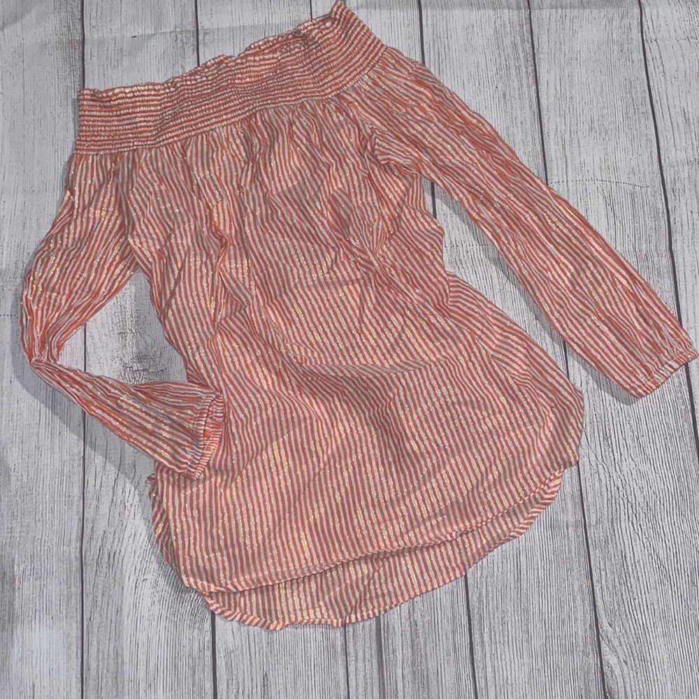 Michael Kors Striped Off The Shoulder Top